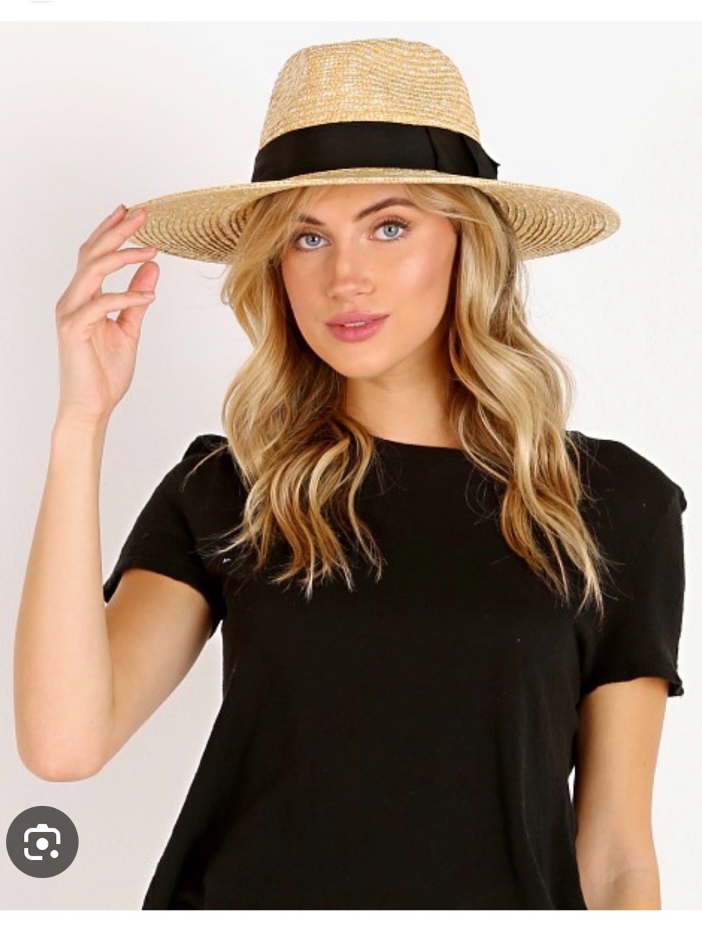 Brixton Joanna wide brim straw hat xs w/ black band